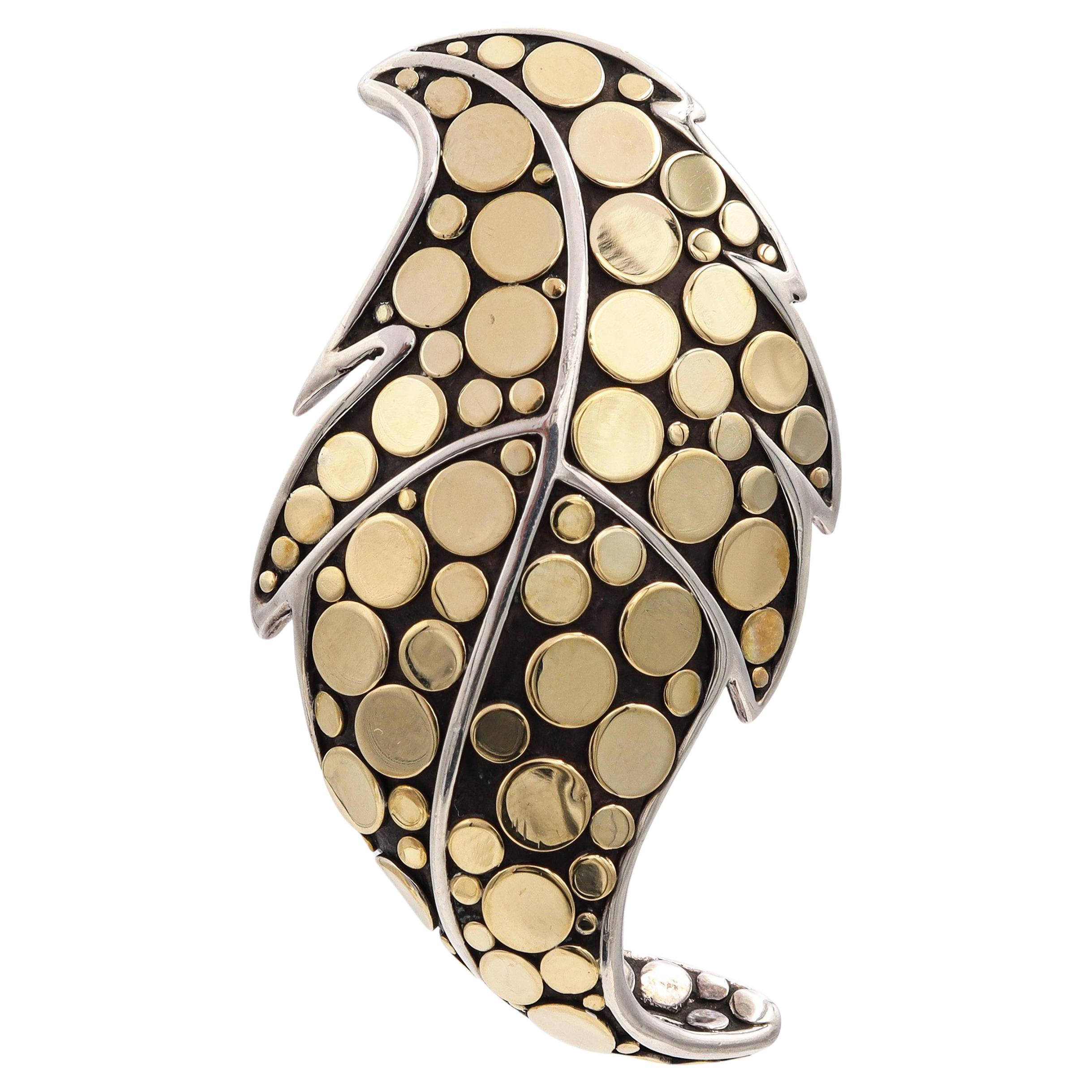 John Hardy Ciondolo in argento sterling e oro 18 carati Dot Dot Leaf