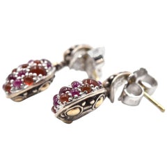 John Hardy Sterling Silver & 18k Rose Gold Batu Jaisalmer Garnet Earrings