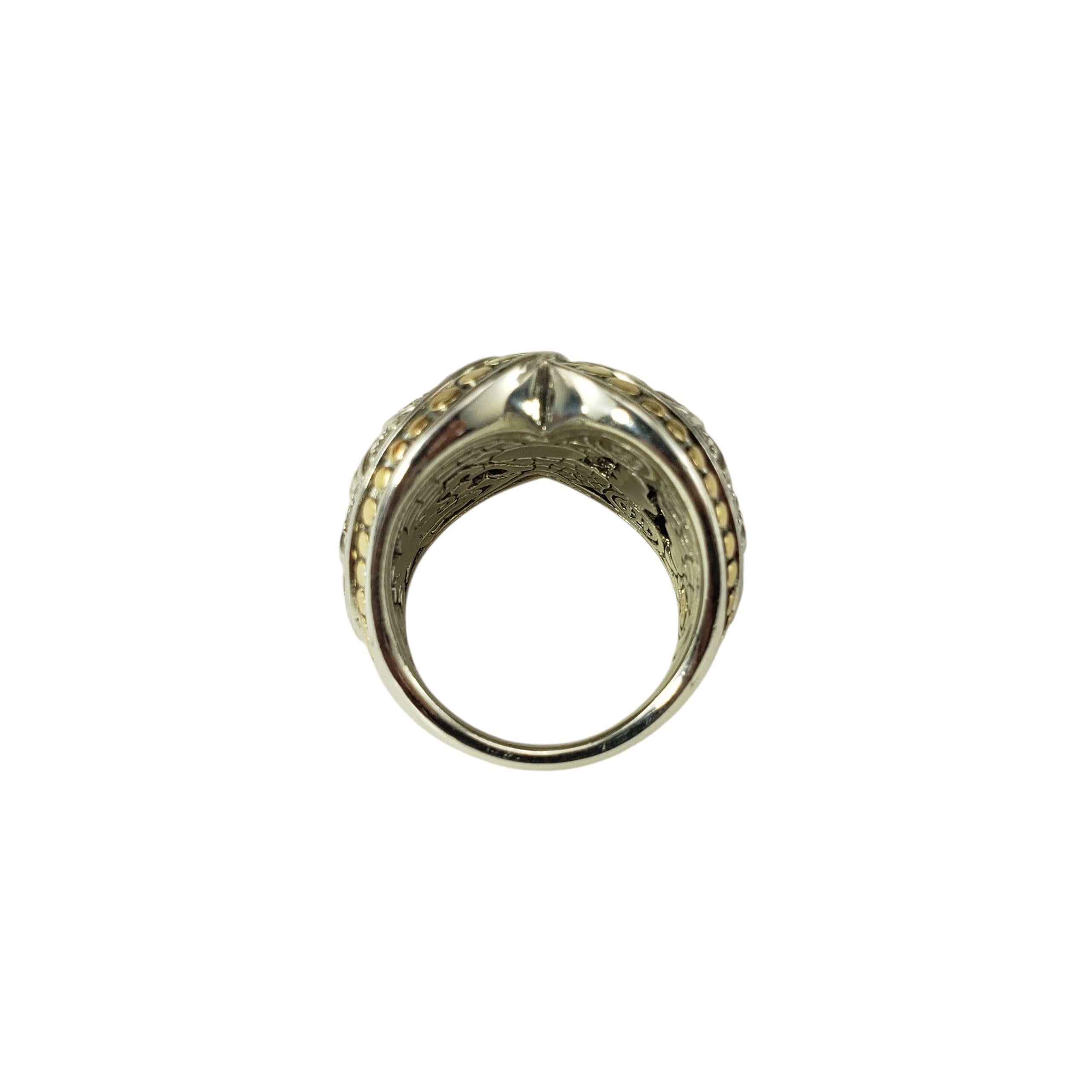 Taglio brillante John Hardy Anello in argento sterling, oro giallo 18 carati e diamanti, misura 7 #22974 in vendita