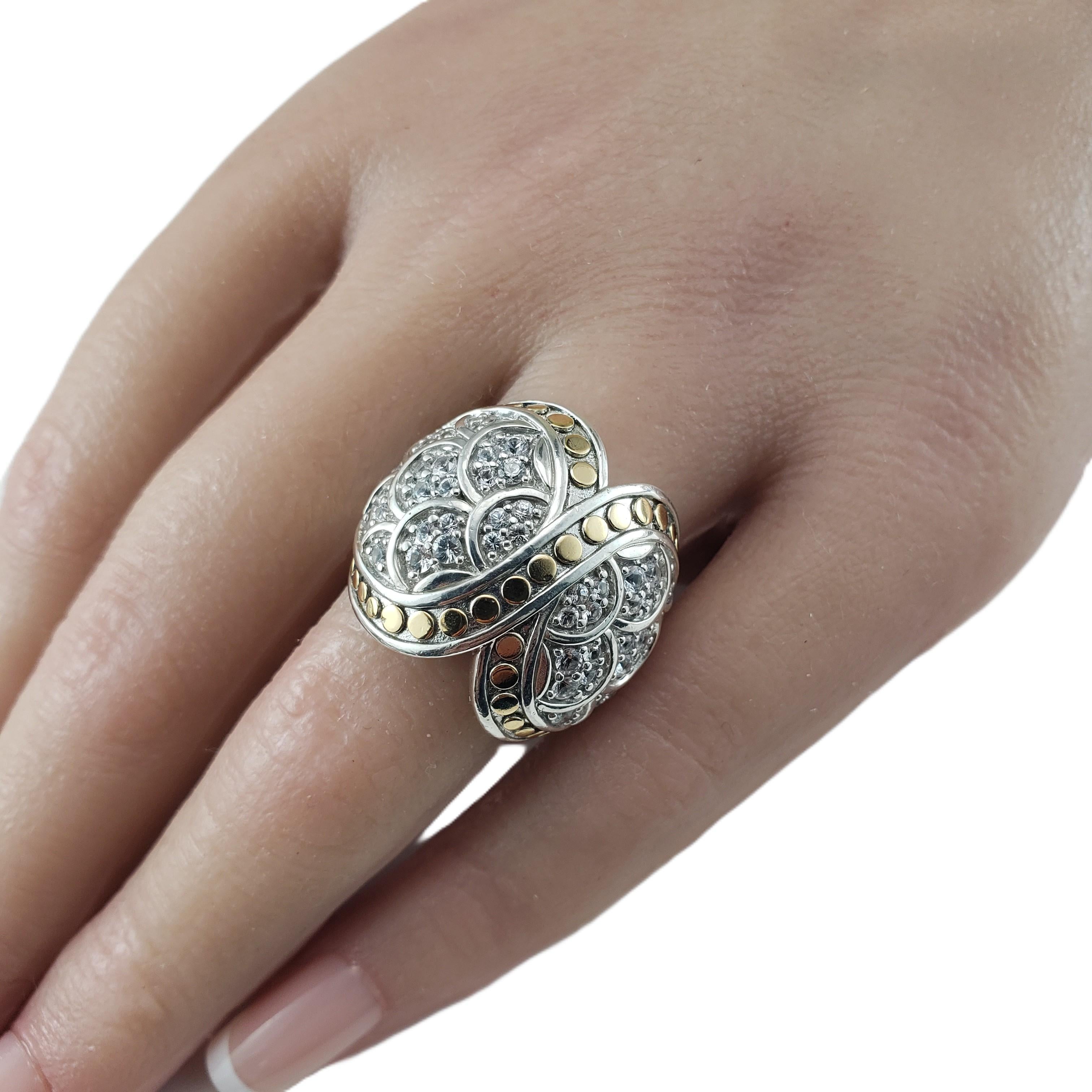 John Hardy Anello in argento sterling, oro giallo 18 carati e diamanti, misura 7 #22974 in vendita 1