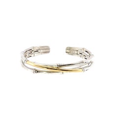 John Hardy Sterling Silver & 18K Yellow Gold Bamboo Cuff Bracelet
