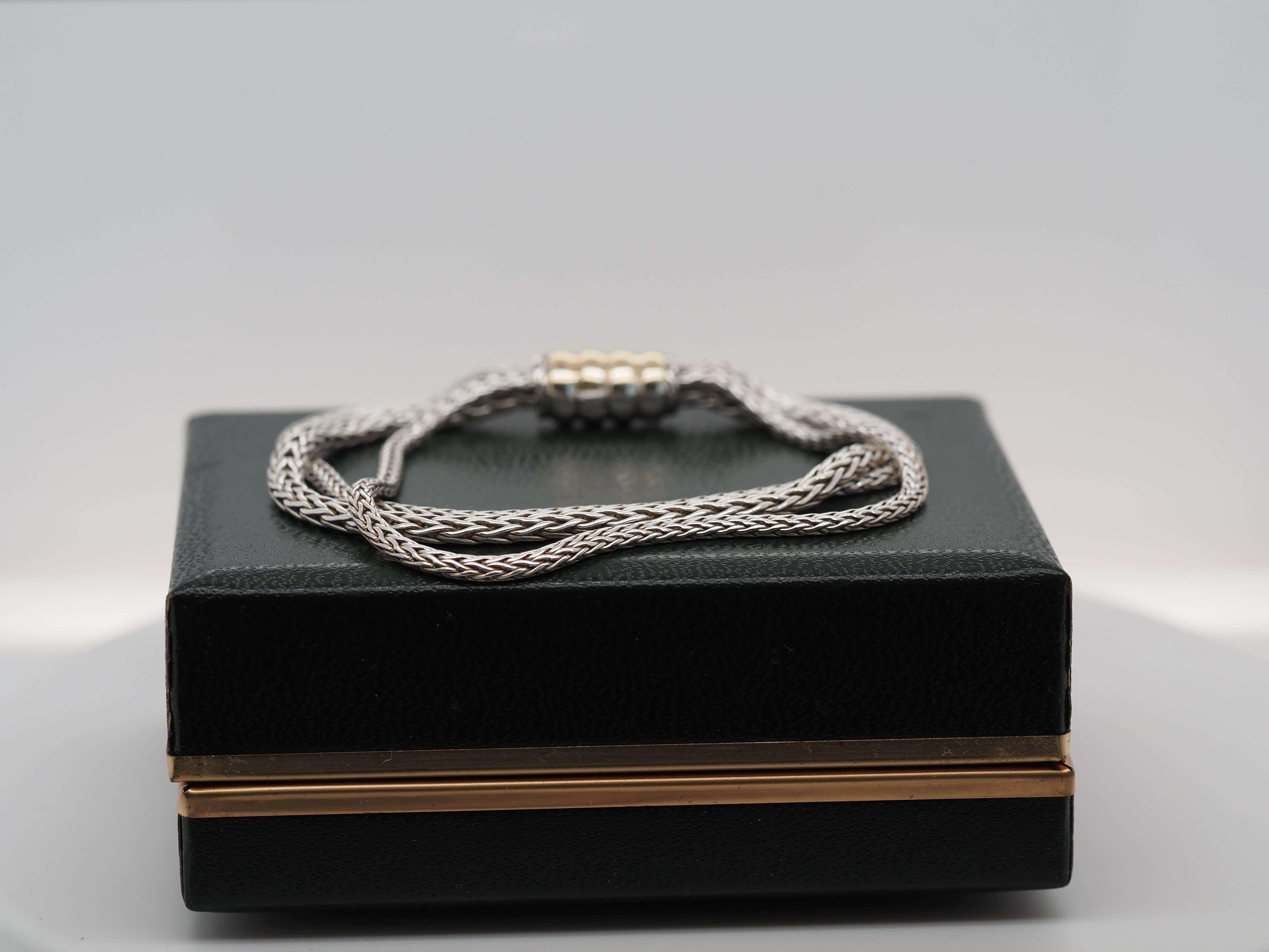 John Hardy Sterling Silver & 18k Yellow Gold Bracelet In Good Condition For Sale In Atlanta, GA