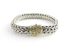 John Hardy Sterling Silver 18 Karat Yellow Gold Classic Woven Chain Bracelet