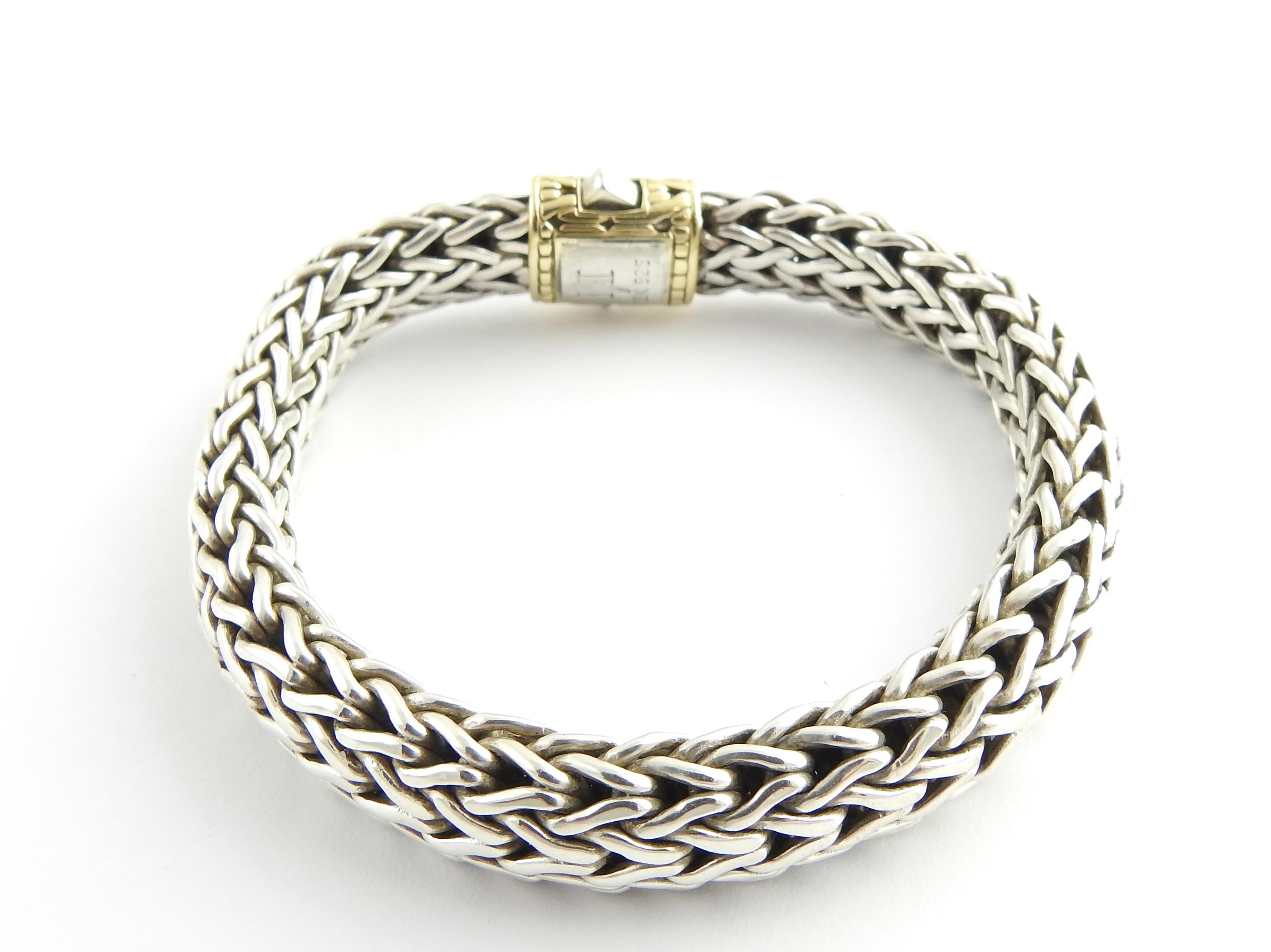 John Hardy Sterling Silver 18 Karat Yellow Gold Classic Woven Chain Bracelet 1