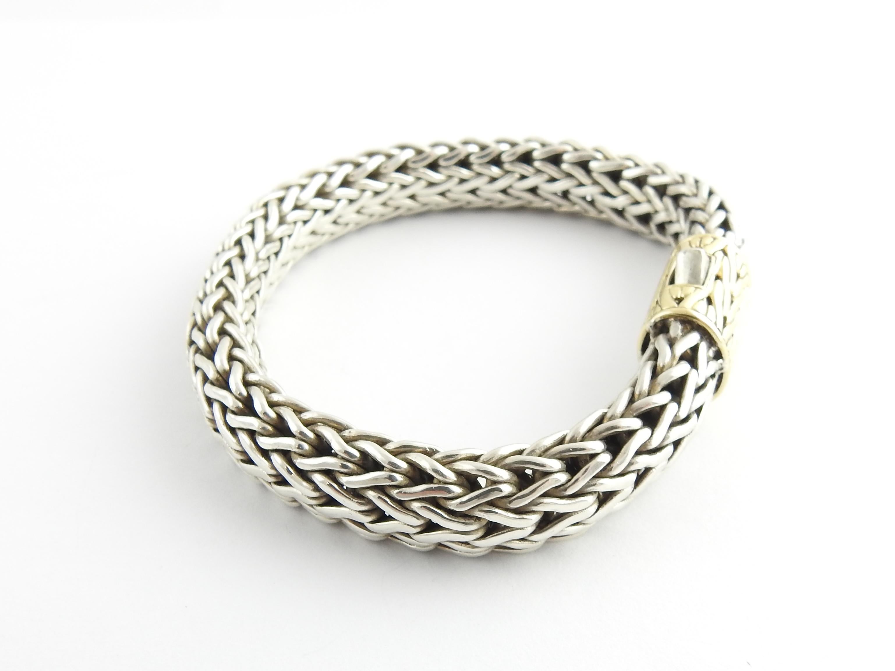 John Hardy Sterling Silver 18 Karat Yellow Gold Classic Woven Chain Bracelet 2