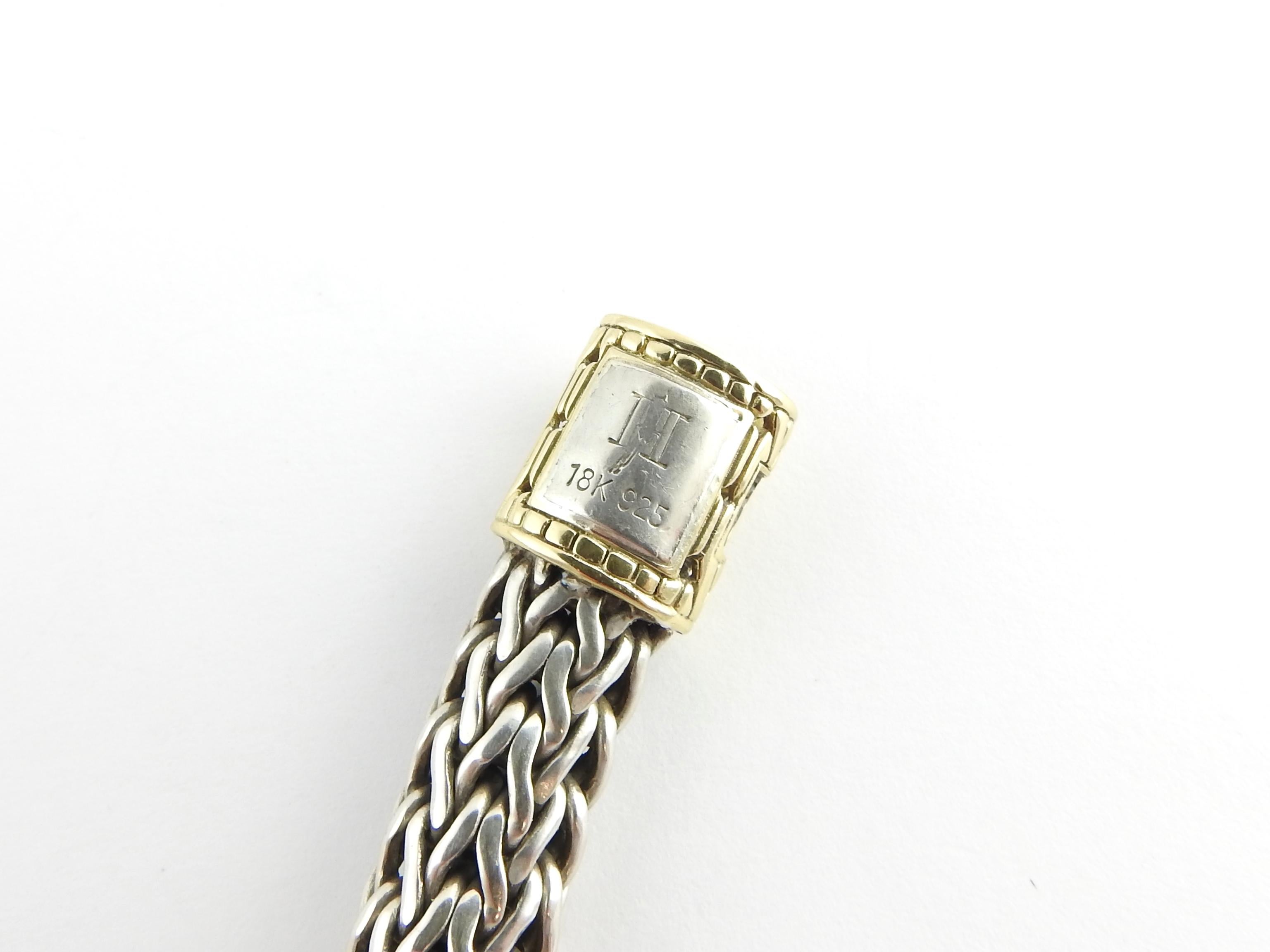John Hardy Sterling Silver 18 Karat Yellow Gold Classic Woven Chain Bracelet 3