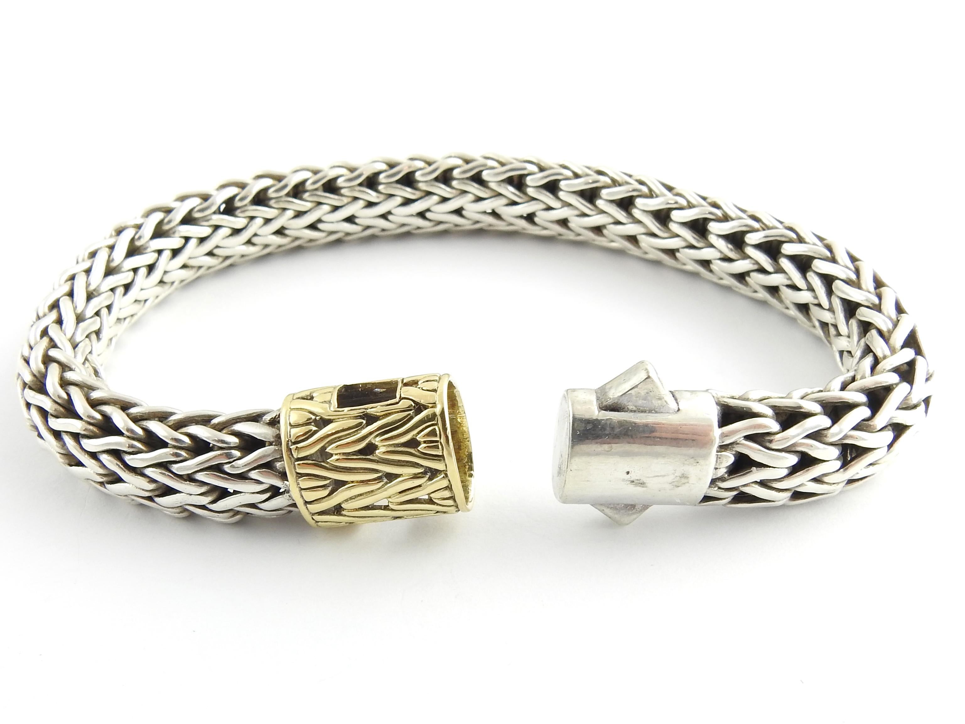 John Hardy Sterling Silver 18 Karat Yellow Gold Classic Woven Chain Bracelet 5