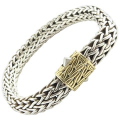 John Hardy Sterling Silver 18 Karat Yellow Gold Classic Woven Chain Bracelet