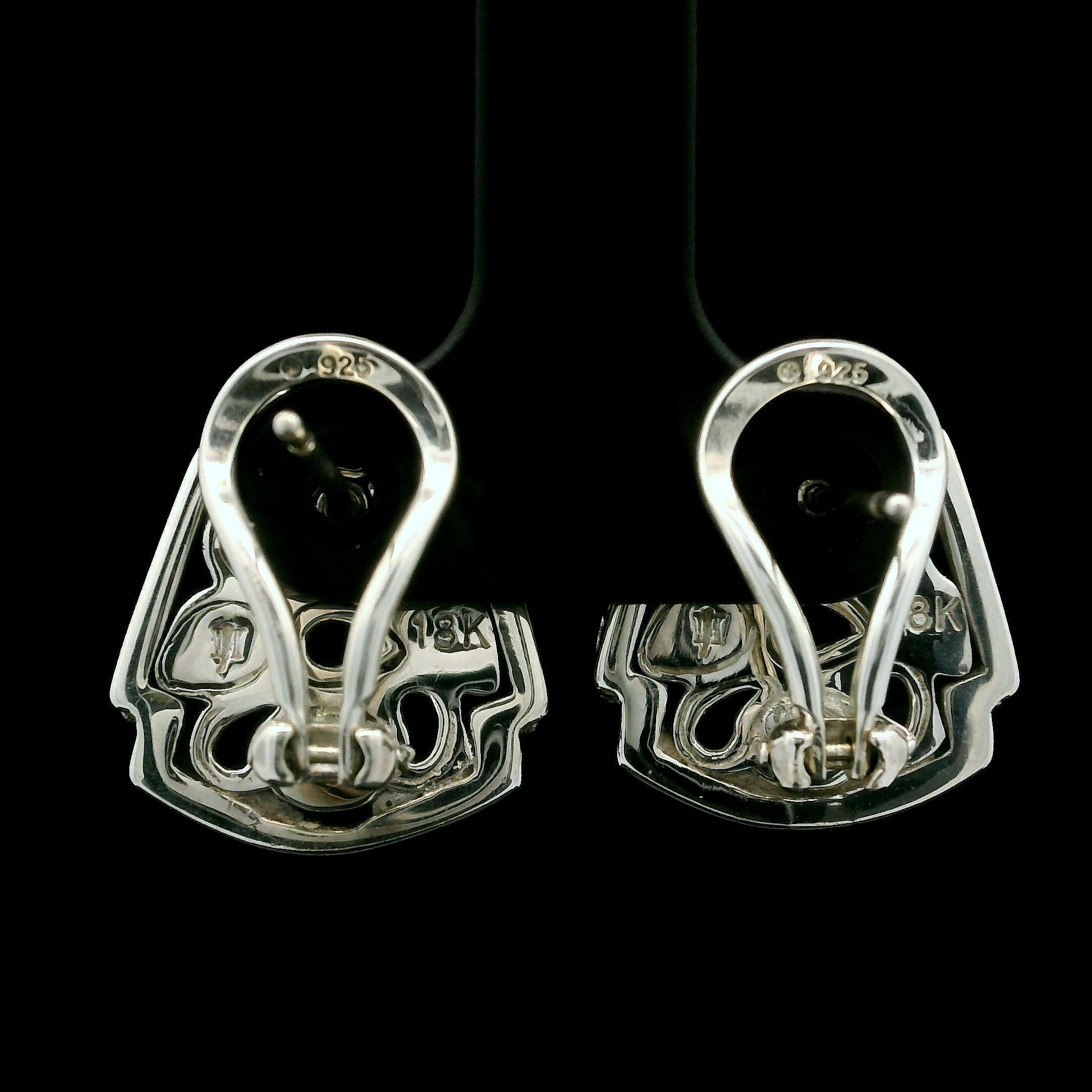 Women's John Hardy Sterling Silver 18k Yellow Gold Dot Flared Cuff Omega Back Earrings