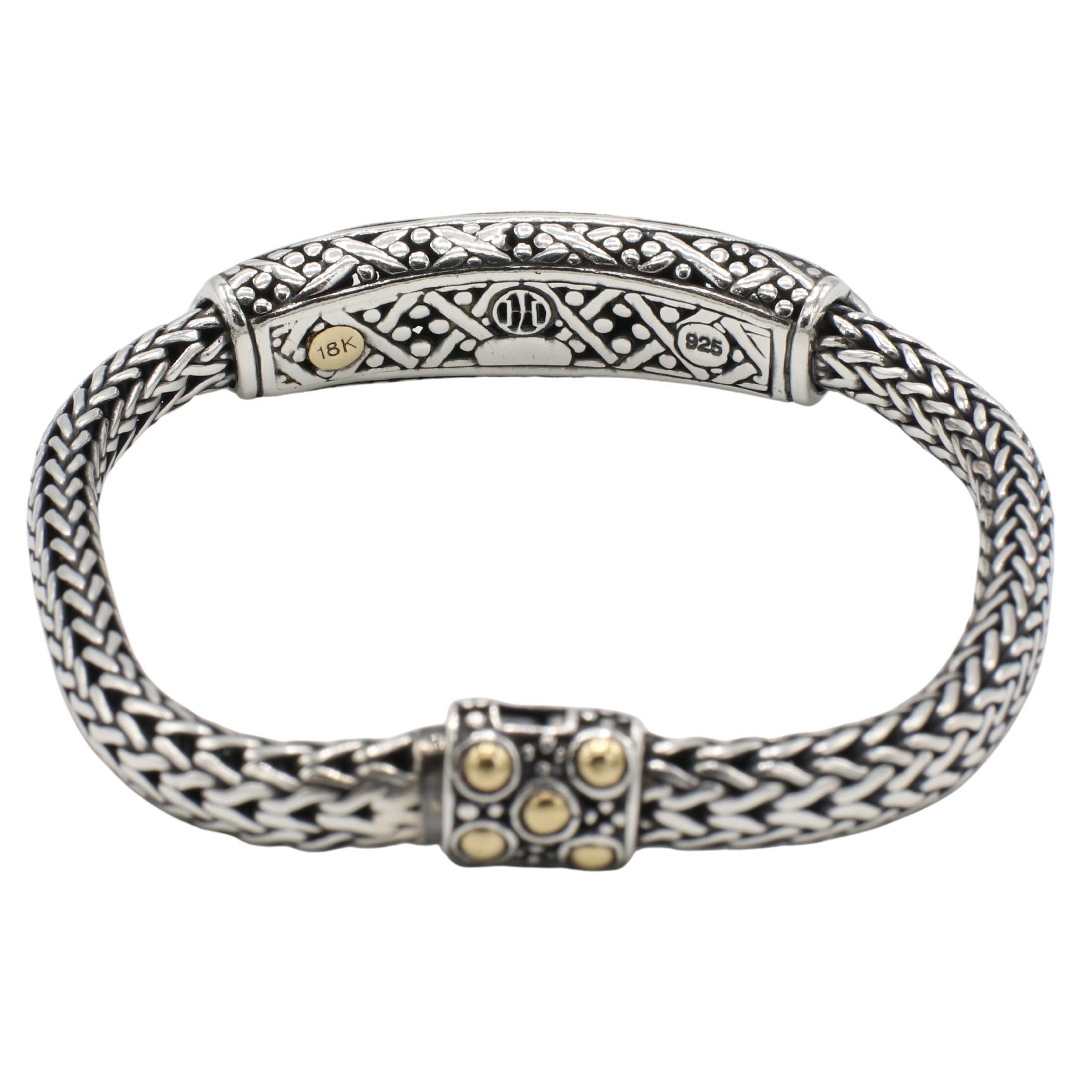 John Hardy Sterling Silber & 18K Gelbgold Dot Icon Woven Link Armband (Moderne) im Angebot