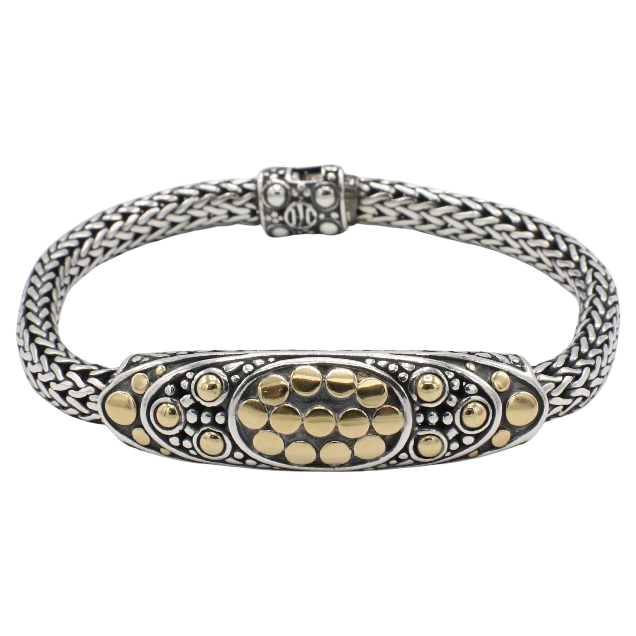 John Hardy Sterling Silver & 18K Yellow Gold Dot Icon Woven Link Bracelet