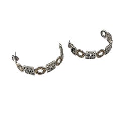 John Hardy Sterling Silver 18K Yellow Gold Large Half Hoop Dots Earrings #20999