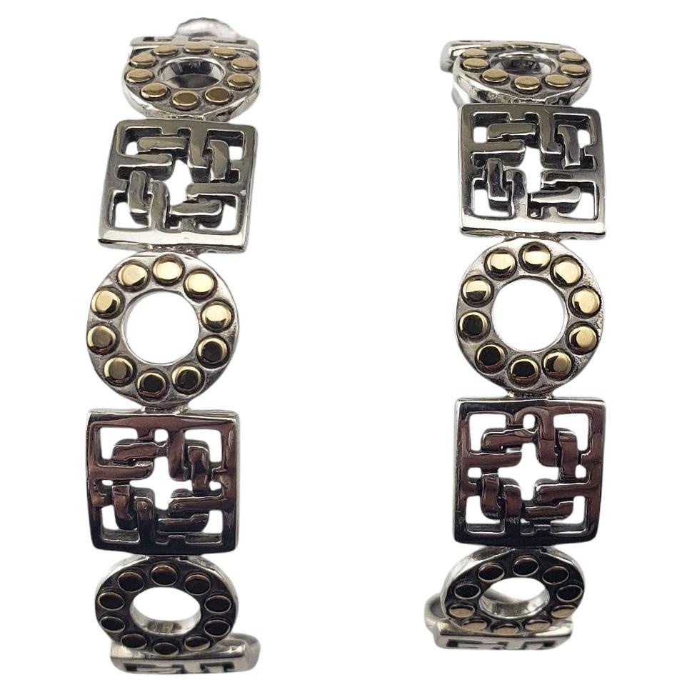 Pendientes John Hardy de plata de ley y oro amarillo de 18 quilates con medio aro grande Dot Dot #20999 en venta