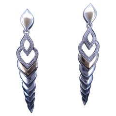 John Hardy Sterling Silver 18K Yellow Gold Long Drop Earrings