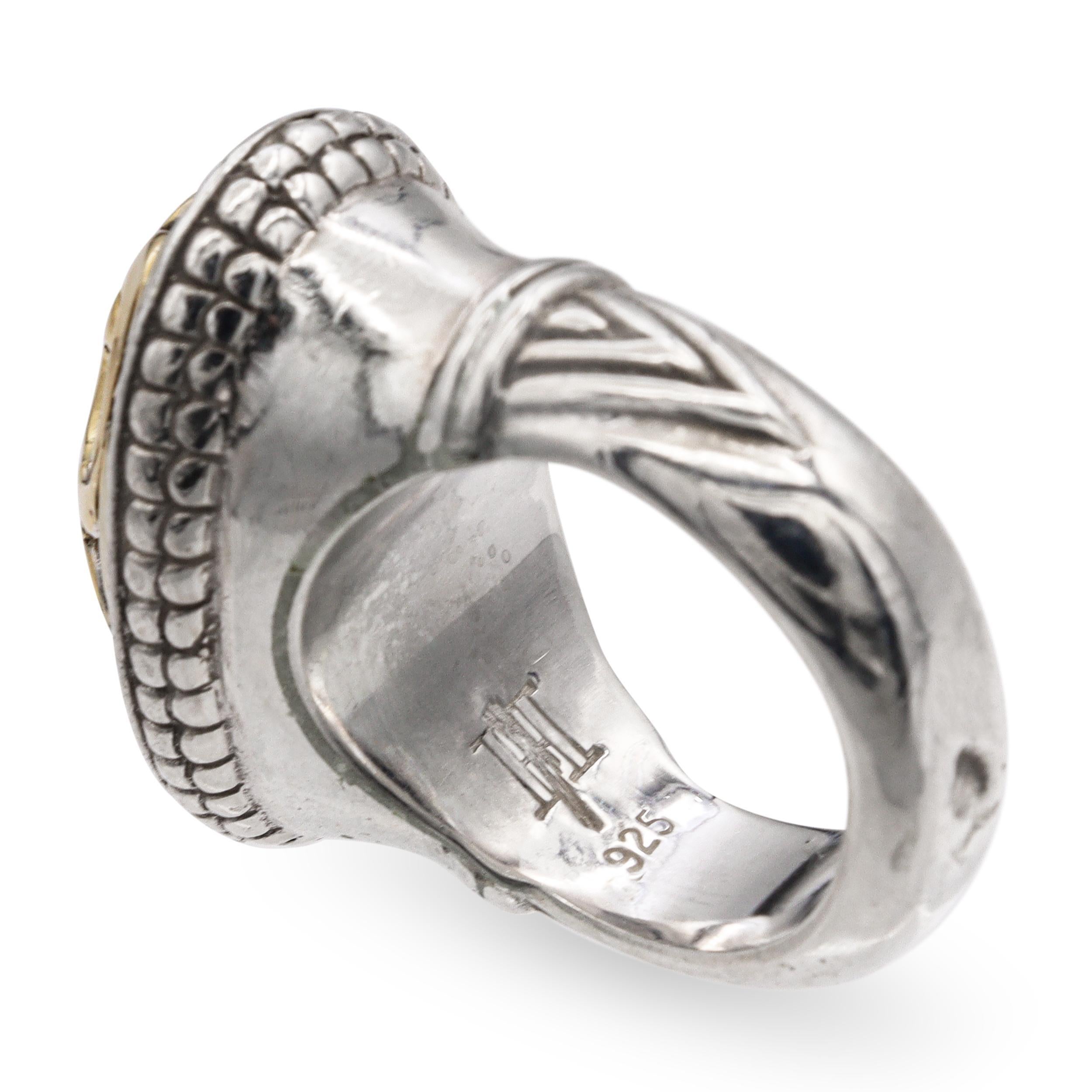 John Hardy Bague florale ovale en argent et or jaune 18 carats en vente 3