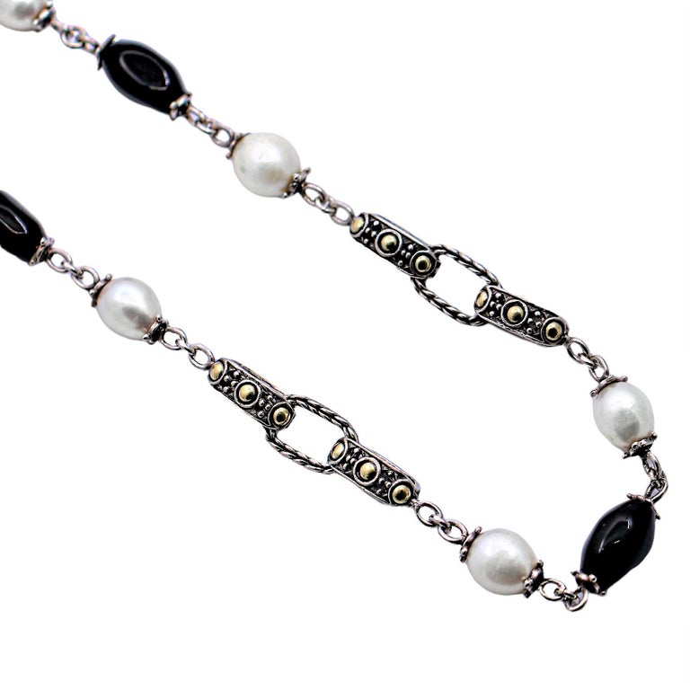 John Hardy Sterling Silver and 18K Yellow Gold Dot Necklace with Onyx ...