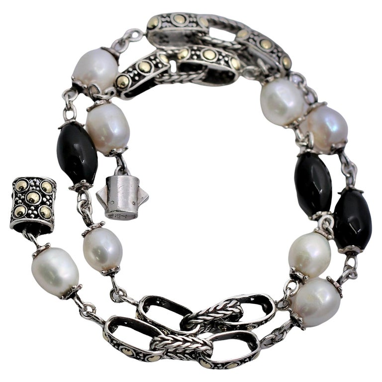 John Hardy Sterling Silver and 18K Yellow Gold Dot Necklace with Onyx ...