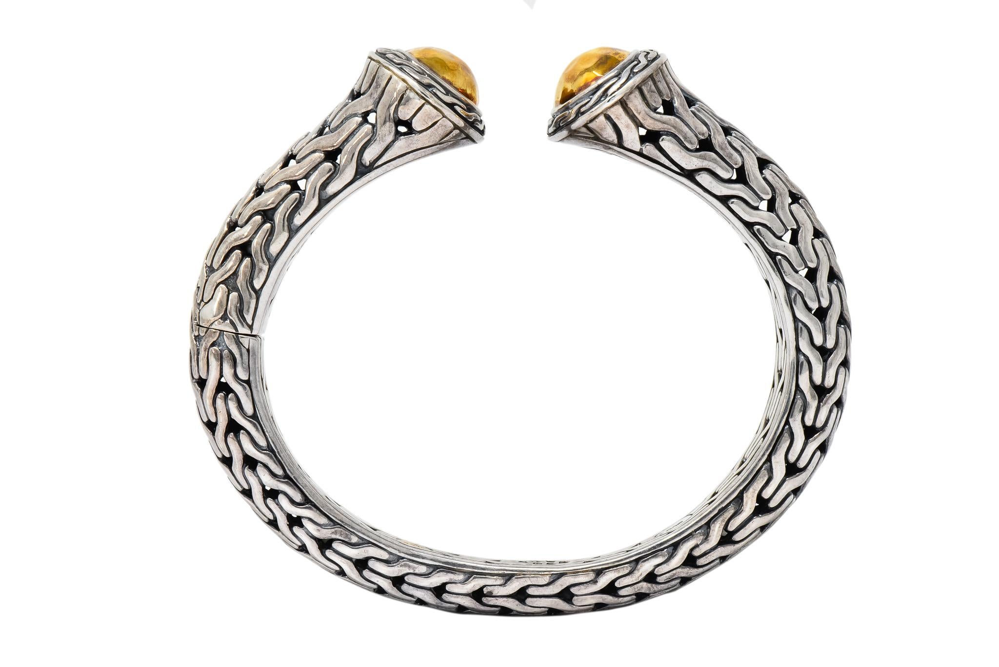 John Hardy Sterling Silver 22 Karat Gold Classic Chain Cuff Bracelet In Excellent Condition In Philadelphia, PA