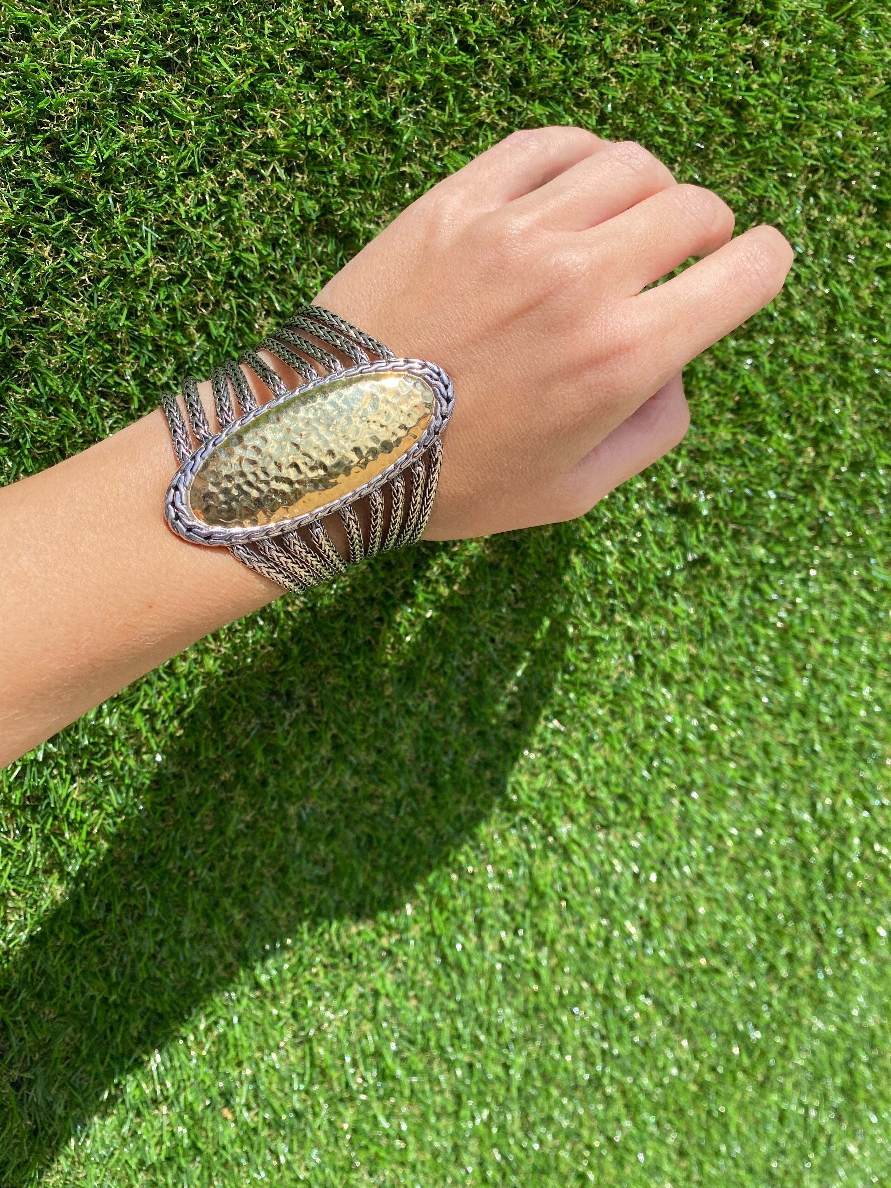 John Hardy Sterling Silver & 22 Karat Gold Palu Bracelet For Sale 7
