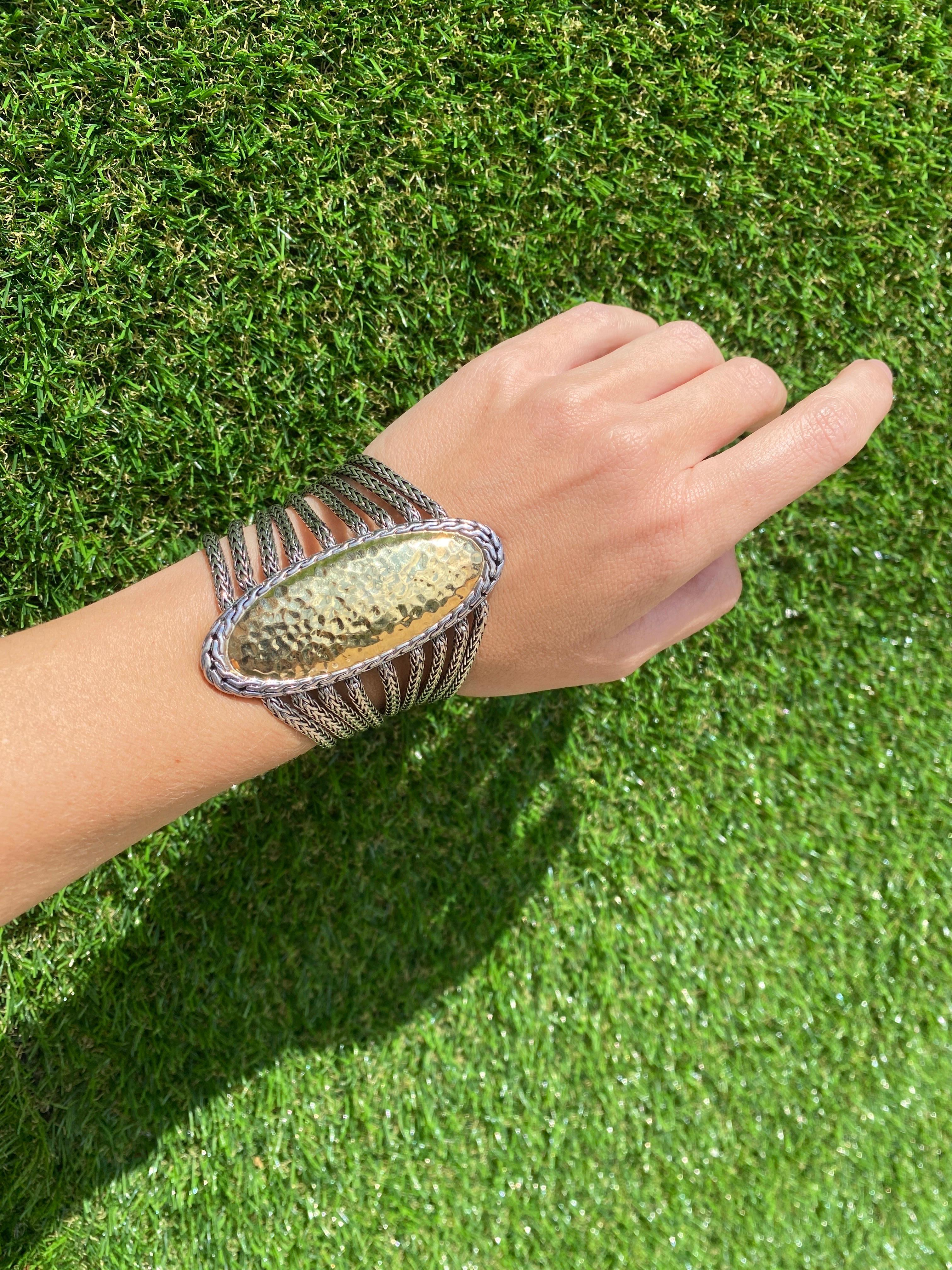John Hardy Sterling Silver & 22 Karat Gold Palu Bracelet For Sale 11