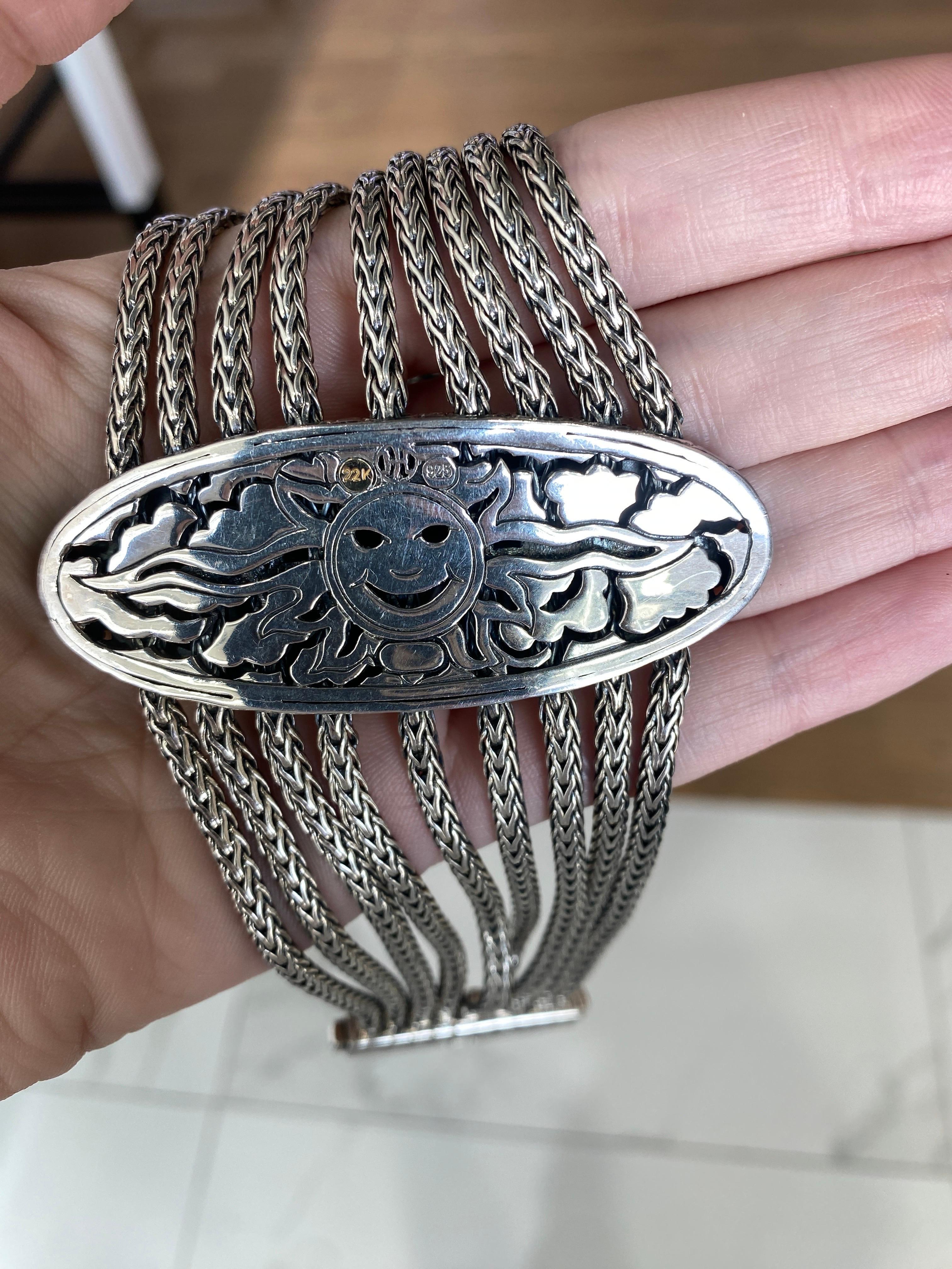 John Hardy Sterling Silver & 22 Karat Gold Palu Bracelet For Sale 1