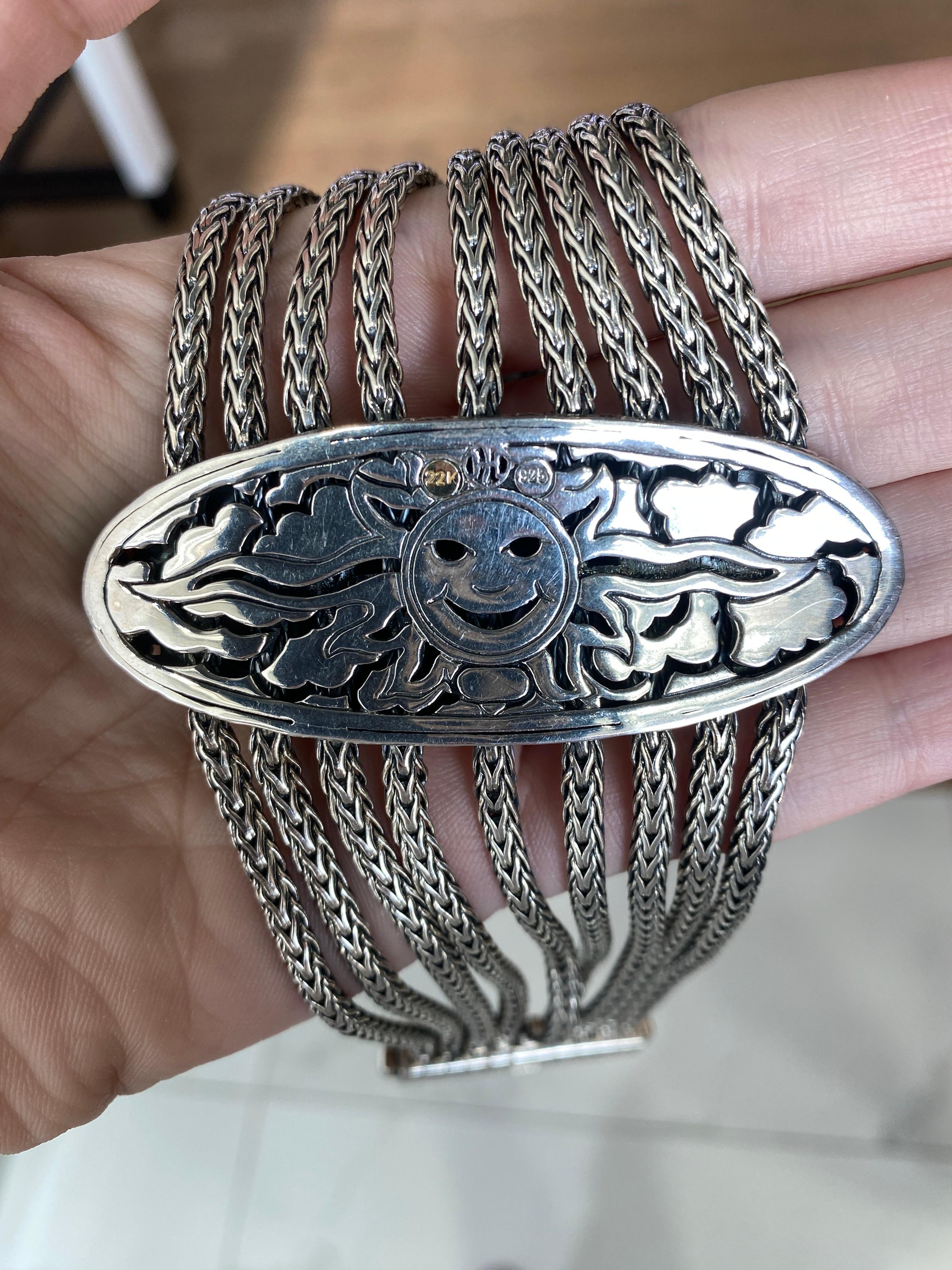 John Hardy Sterling Silver & 22 Karat Gold Palu Bracelet For Sale 2