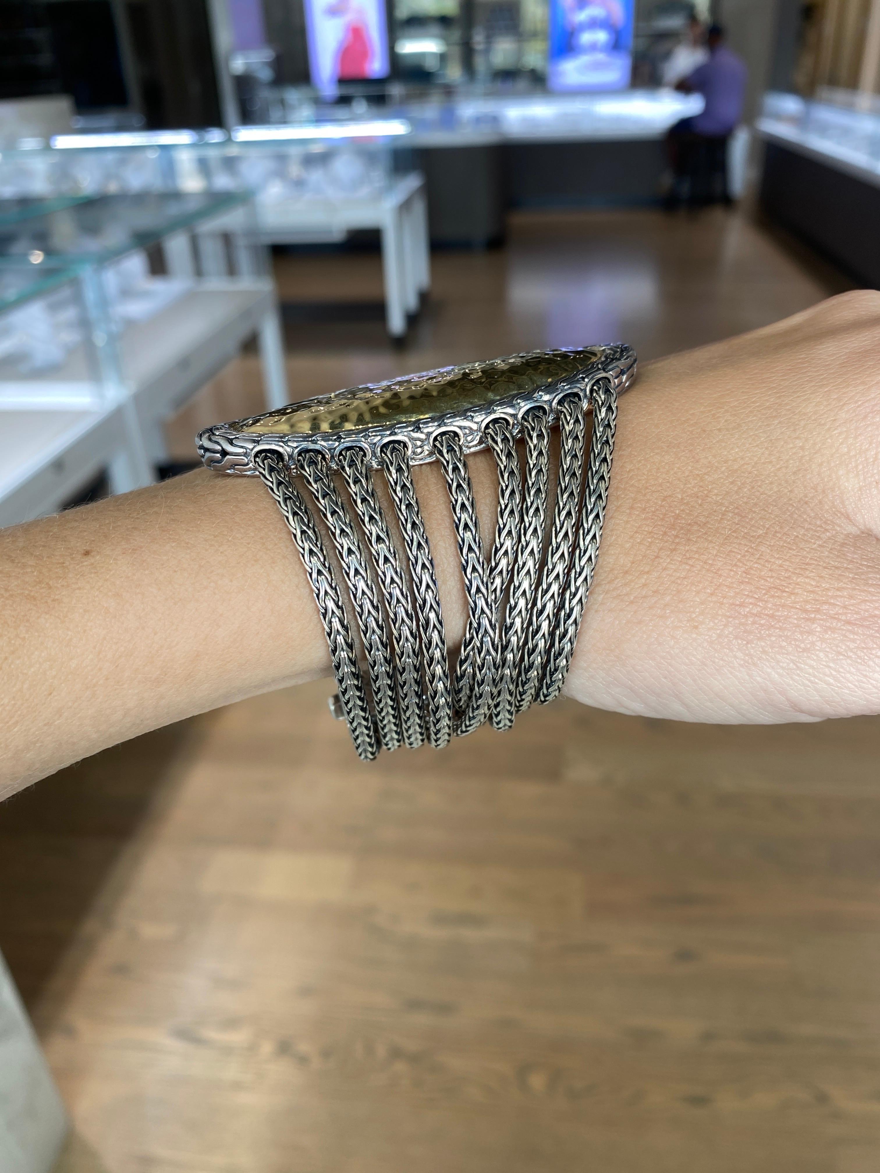 John Hardy Sterling Silver & 22 Karat Gold Palu Bracelet For Sale 3