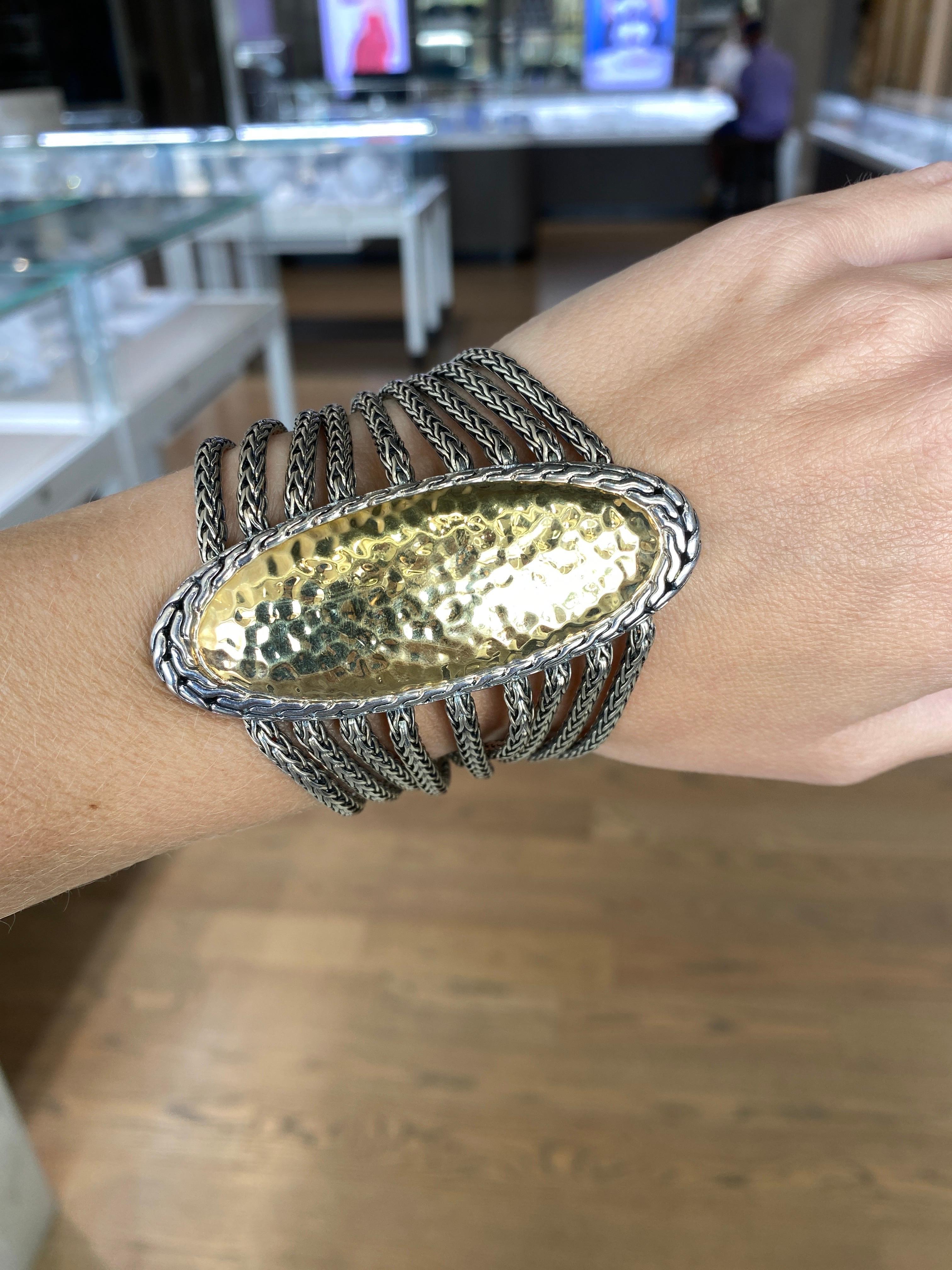 John Hardy Sterling Silver & 22 Karat Gold Palu Bracelet For Sale 4
