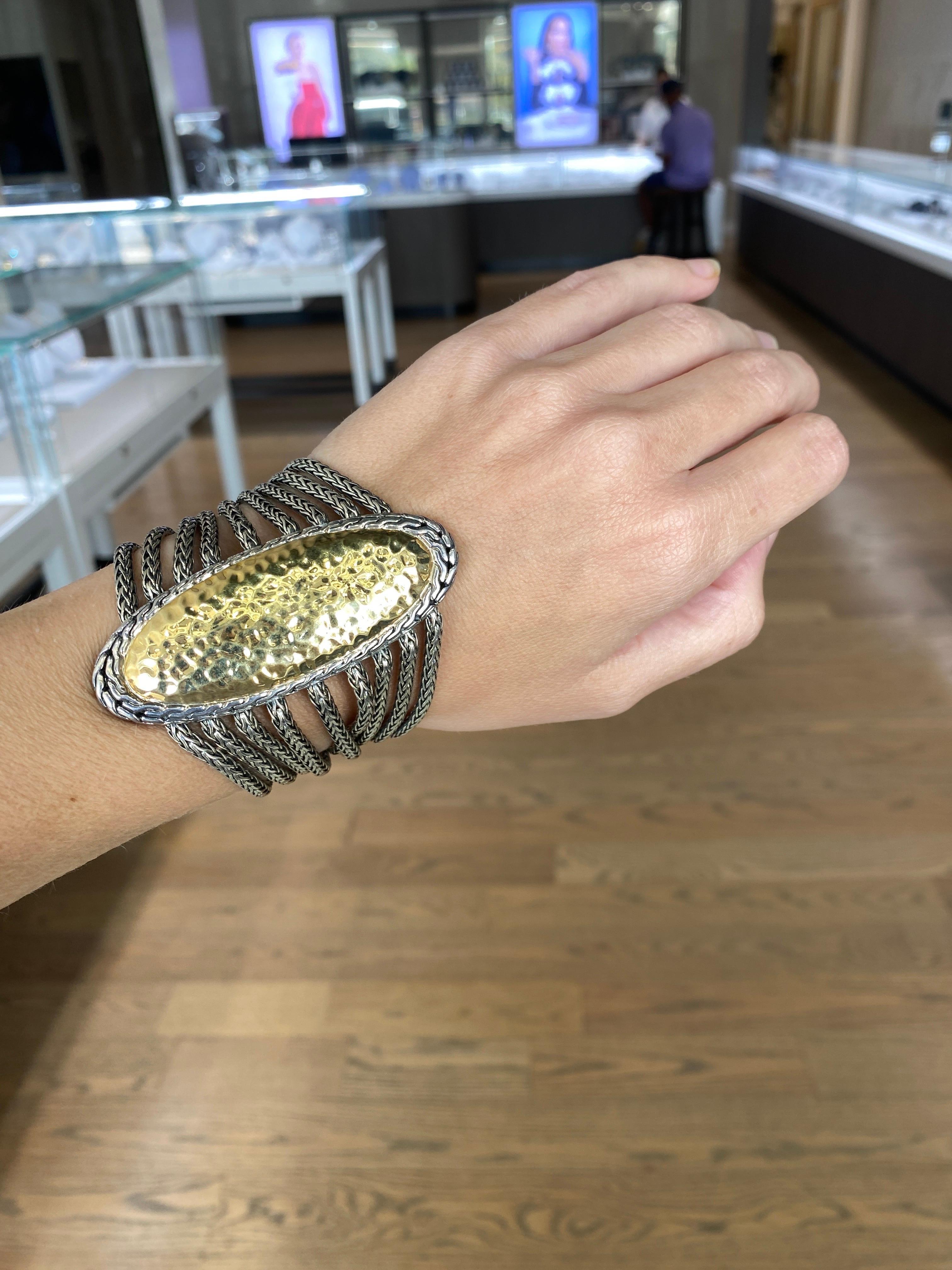 John Hardy Sterling Silver & 22 Karat Gold Palu Bracelet For Sale 5