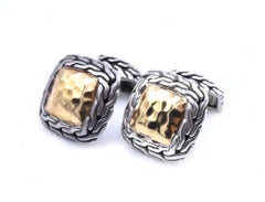 John Hardy Sterling Silver and 22 Karat Yellow Gold Classic Chain Cufflinks