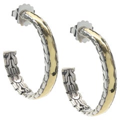 John Hardy Boucles d'oreilles classiques en argent sterling et or jaune 22 carats