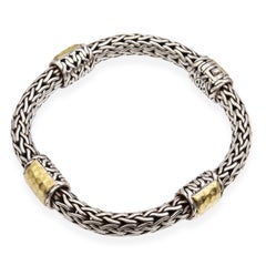 John Hardy Sterling Silber 22K Gold gehämmert klassische Station Armband