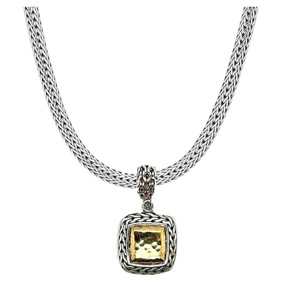 John Hardy Sterling Silver 
22k Pendant Necklace 66.84g 16 Inches in vendita