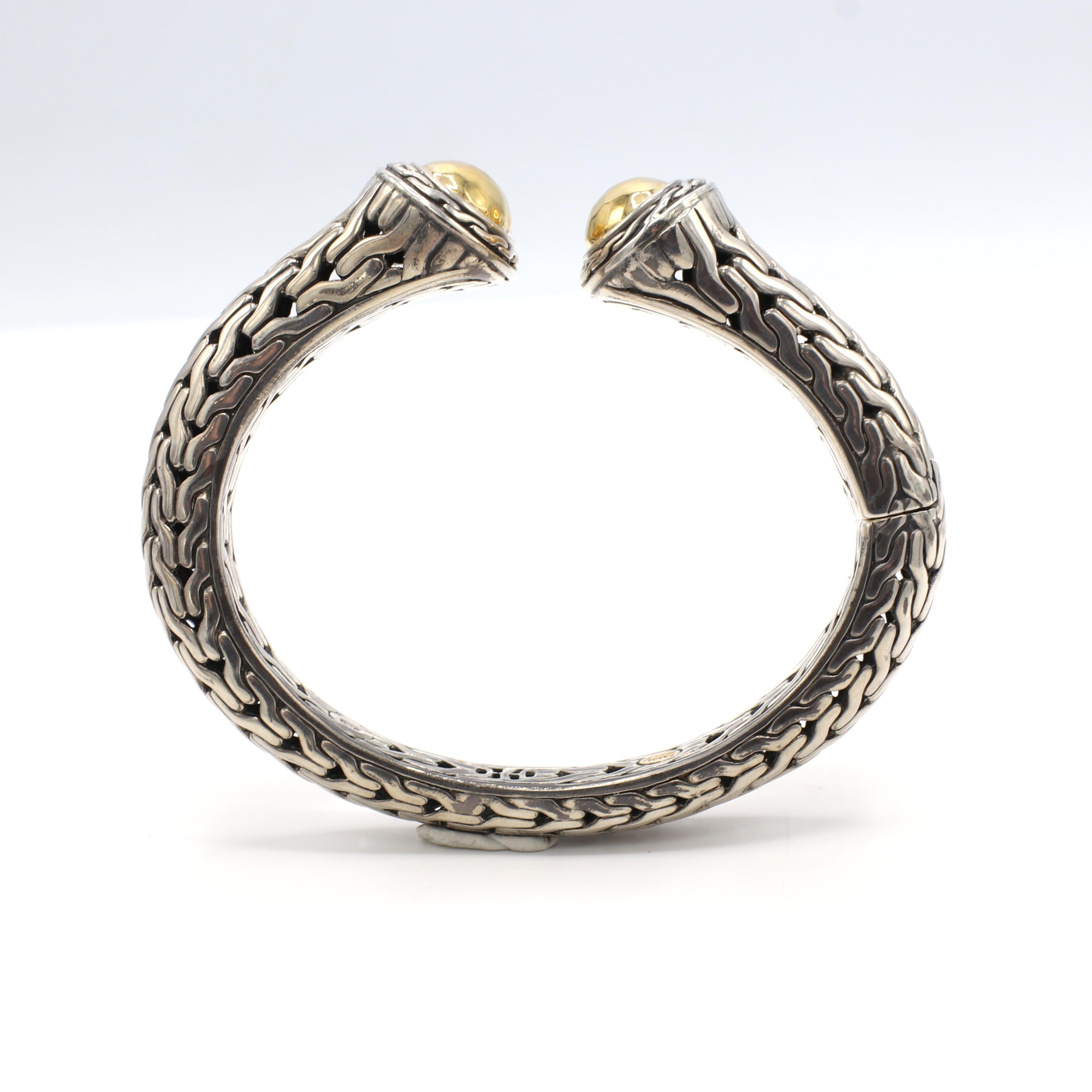 John Hardy Sterling Silber & 22K Gelbgold Kette Kick Manschettenarmband (Moderne)