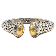 Bracelet manchette en argent sterling et chaîne en or jaune 22K John Hardy