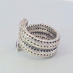 John Hardy Sterling Silver Amethyst Wrap Ring, Late 20th Century