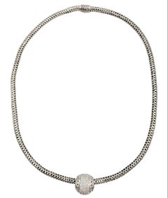 John Hardy Sterling Silver and 18 Karat Gold Diamond Pave Slide Pendant Necklace