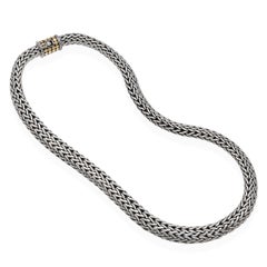 John Hardy Sterling Silver and 18K Gold Dot Woven Chain Necklace
