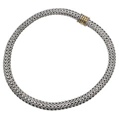 John Hardy Sterling Silver and 18K Gold Dot Woven Chain Necklace