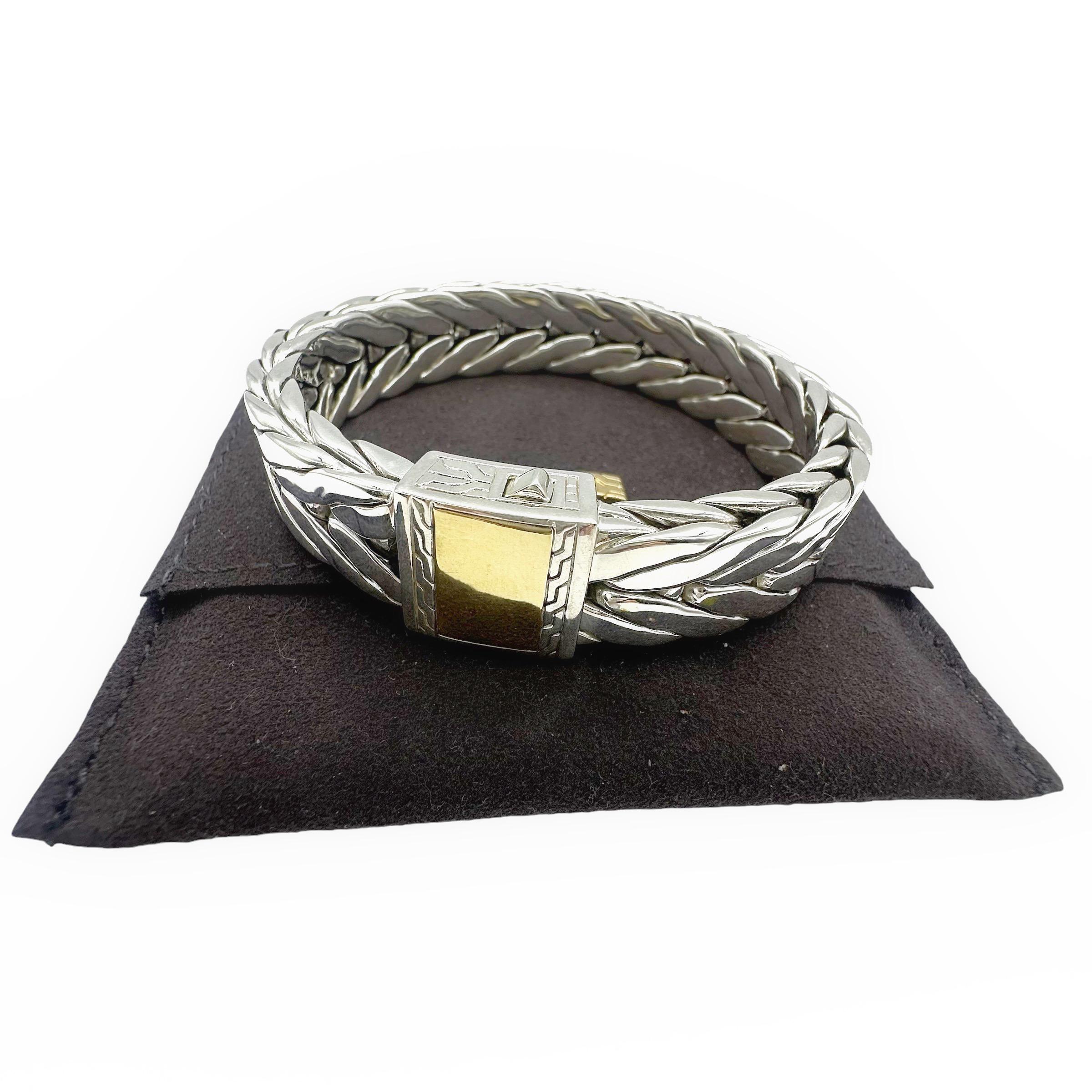Breites Herrenarmband aus Sterlingsilber und 18k Moderne Kette Silber von John Hardy im Angebot 9