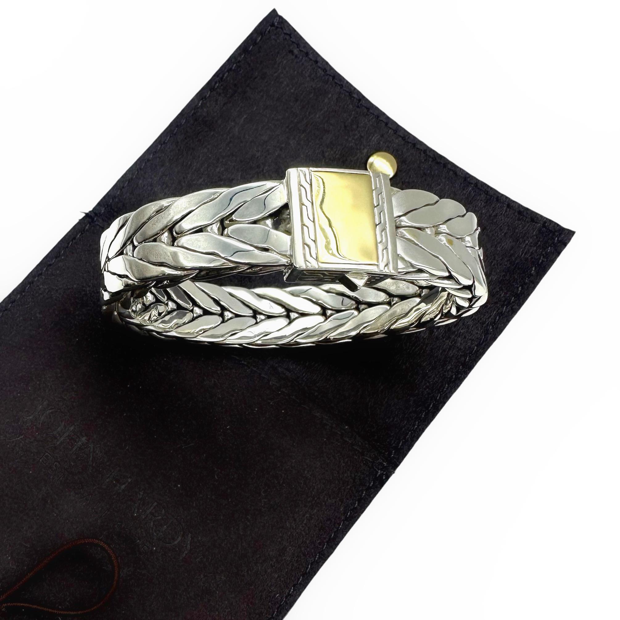 Breites Herrenarmband aus Sterlingsilber und 18k Moderne Kette Silber von John Hardy im Angebot 10