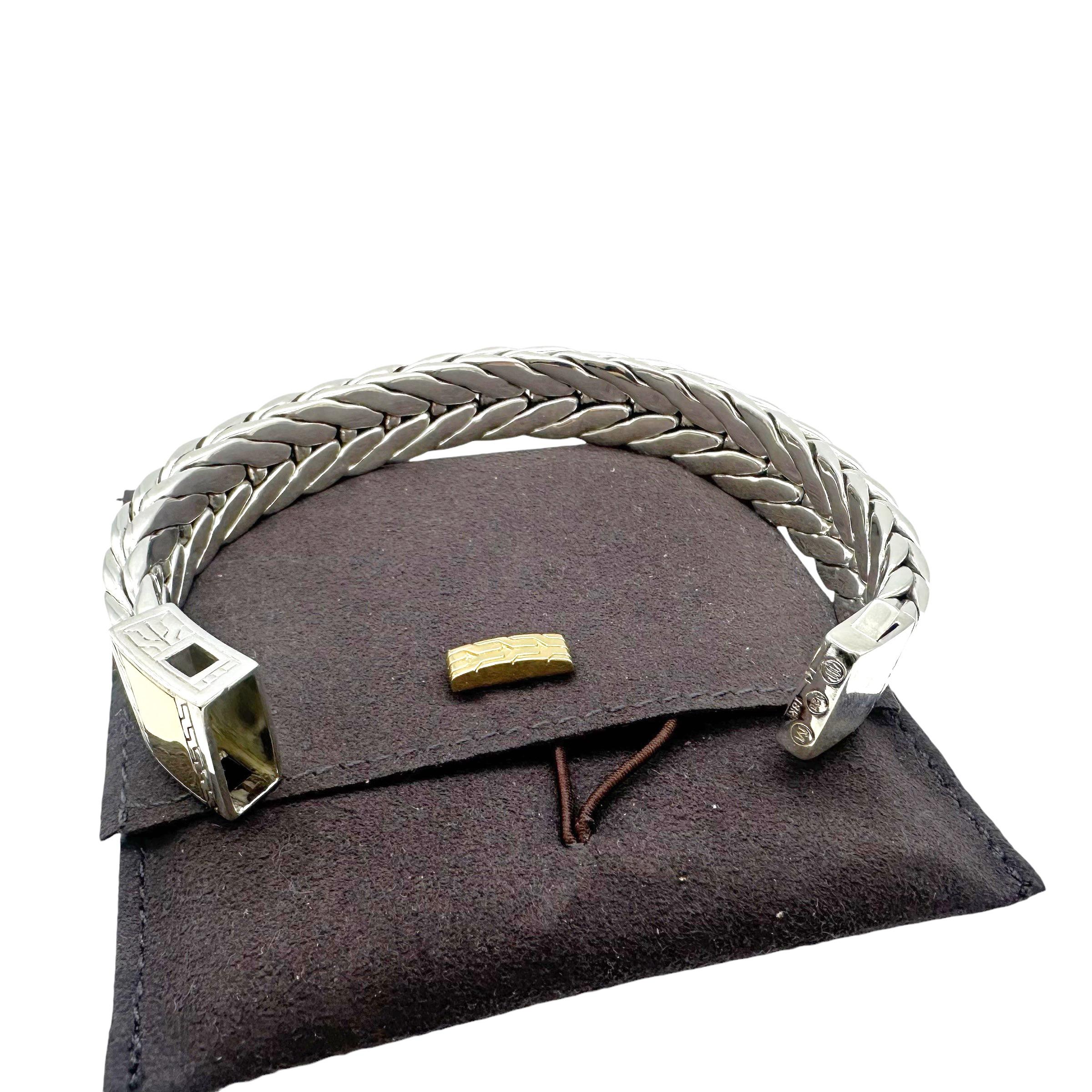 Breites Herrenarmband aus Sterlingsilber und 18k Moderne Kette Silber von John Hardy im Zustand „Hervorragend“ im Angebot in San Diego, CA