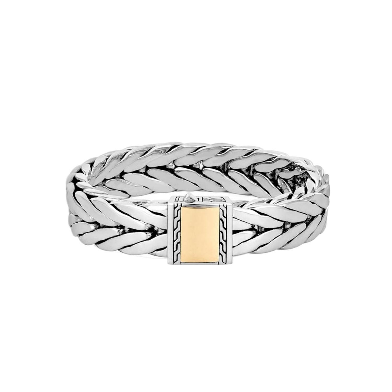 Breites Herrenarmband aus Sterlingsilber und 18k Moderne Kette Silber von John Hardy im Angebot 1