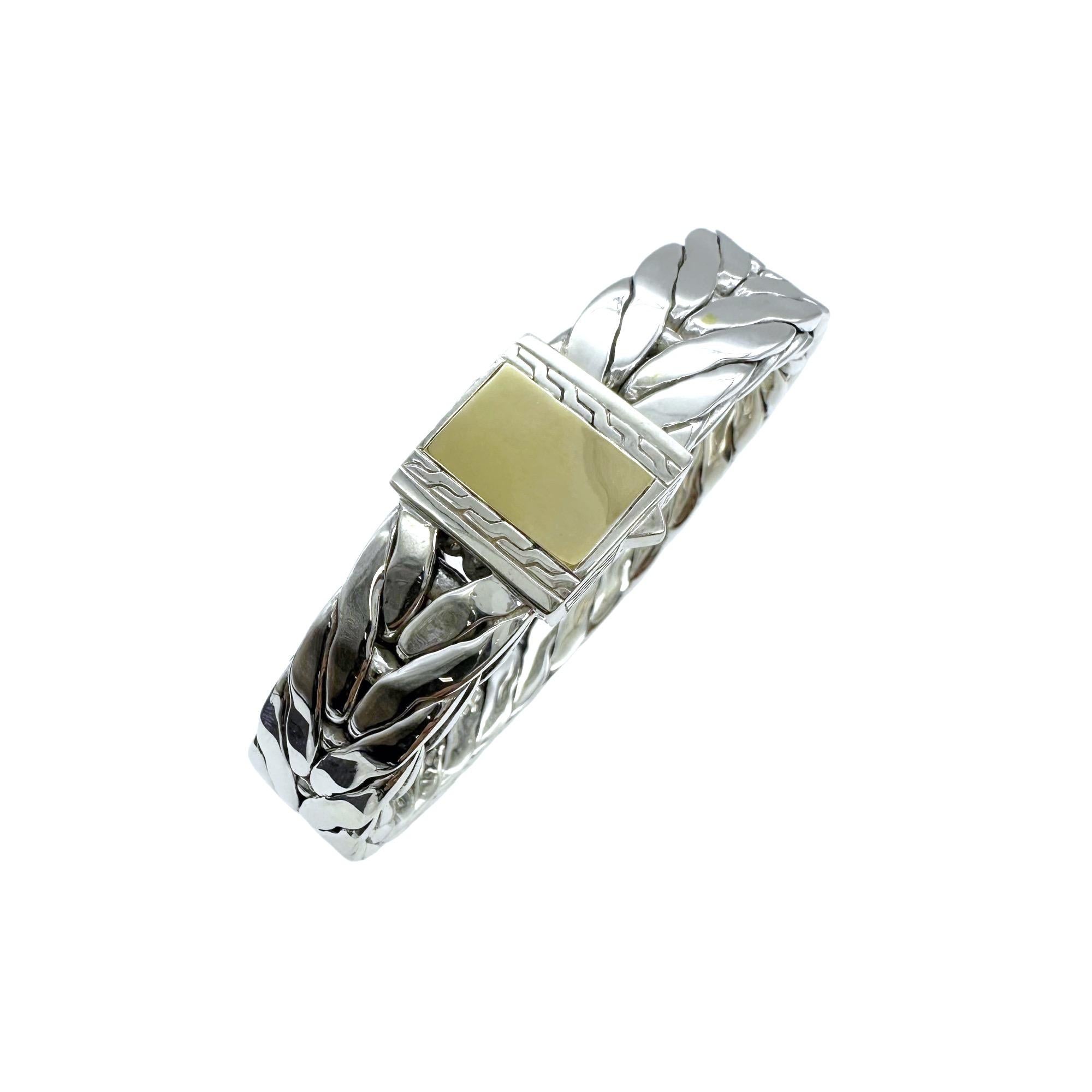 Breites Herrenarmband aus Sterlingsilber und 18k Moderne Kette Silber von John Hardy im Angebot 3