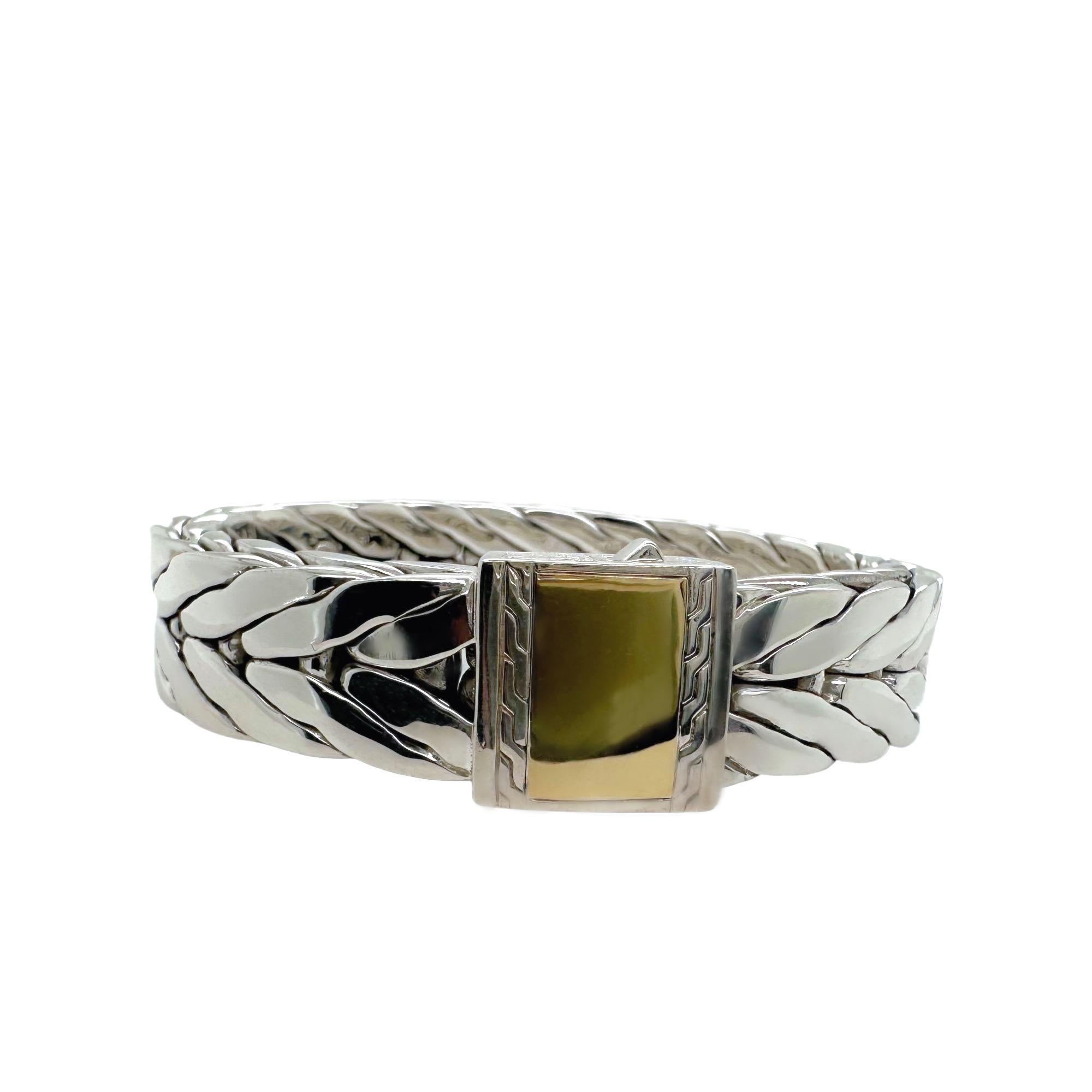 Breites Herrenarmband aus Sterlingsilber und 18k Moderne Kette Silber von John Hardy im Angebot 4