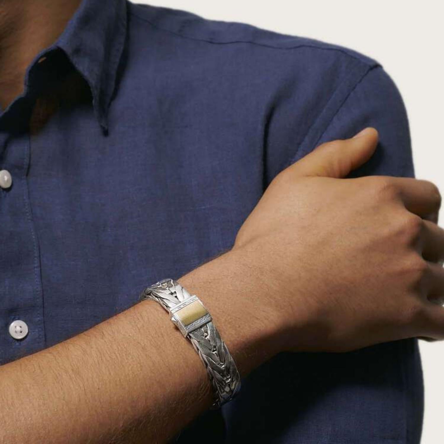 Breites Herrenarmband aus Sterlingsilber und 18k Moderne Kette Silber von John Hardy im Angebot 6