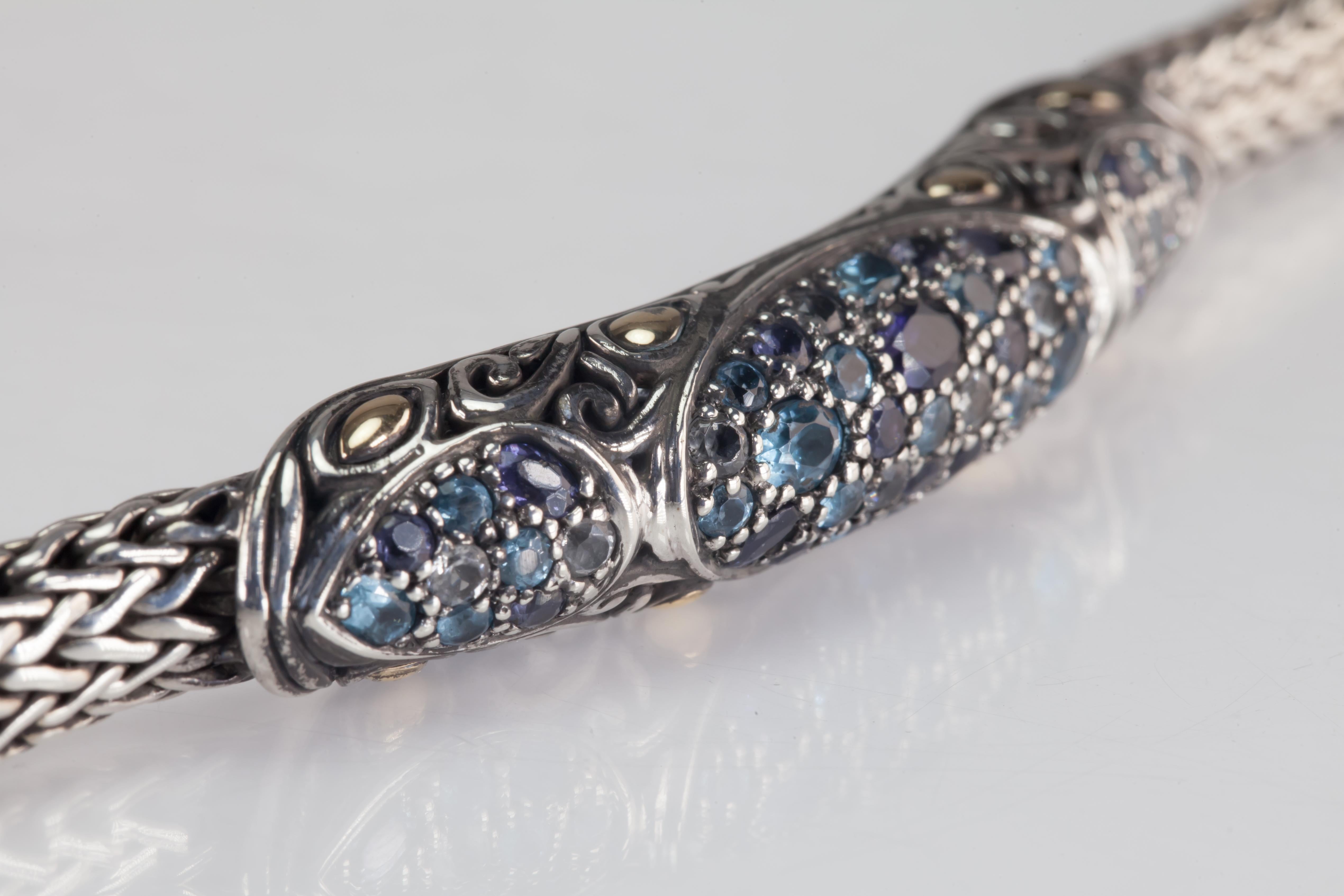 John Hardy, bracelet et bague en argent sterling et or 18 carats avec pierres coulissantes Pour femmes en vente