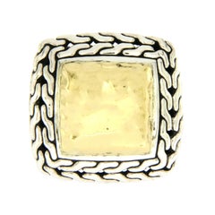 John Hardy Sterling Silver and 22 Karat Gold Classic Chain Men's Ring