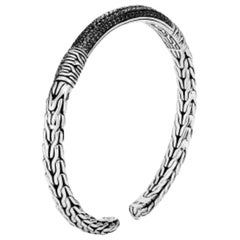 John Hardy Sterling Silver and Black Spinel Classic Chain Flex Cuff Bracelet
