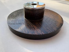 John Hardy sterling silver and coconut wood desk/table pen holder/paperweight .